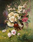 Peonies and Cerisiers by Eugene Henri Cauchois